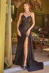 Prom Dresses Long Pleated Corset Formal Prom Dress Black