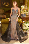 Prom Dresses Long Formal Glitter Overskirt Prom Dress Black/Nude