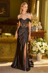 Prom Dresses Fitted Long Formal Pleated Sequin Corset Prom Dress Black