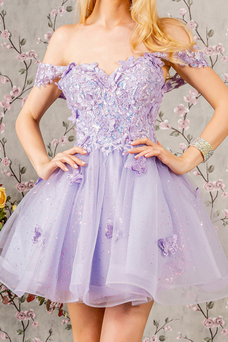 Cocktail Dresses Short Cocktail Glitter Mini Dress Lilac