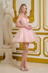 Short Homecoming A Line Glitter Sequin Prom Dress Blush
