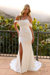 Wedding Dresses Long Fitted Slit Wedding Dress White