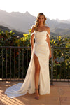 Wedding Dresses Fitted Slit Long Wedding Dress White