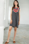 Cocktail Dresses Short Embroidered Stripe Dress Black
