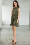 Cocktail Dresses Short Embroidered Flutter Sleeve Dress Olive