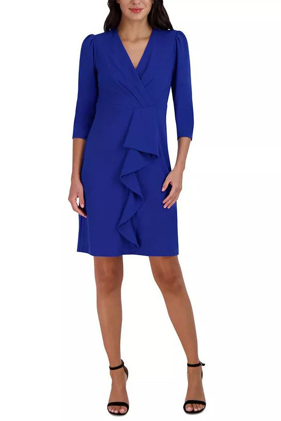 Cocktail Dresses Short Pleated Fitted Cocktail Dress Marine