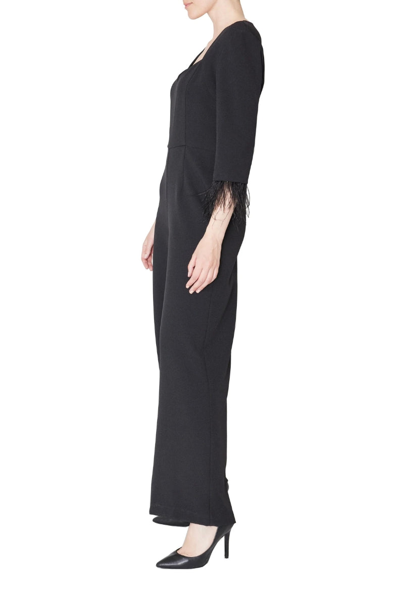Jumpsuit Feather Long Formal Jumpsuit Black
