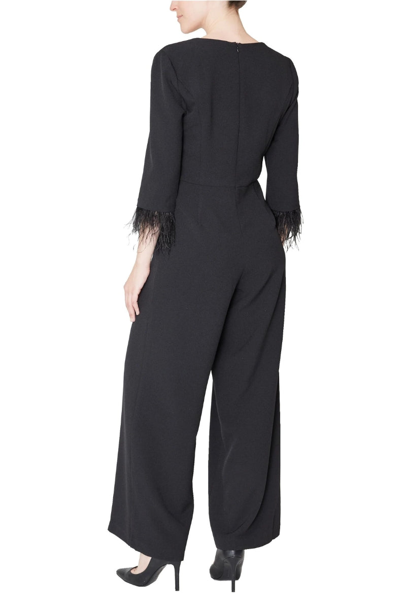 Jumpsuit Feather Long Formal Jumpsuit Black