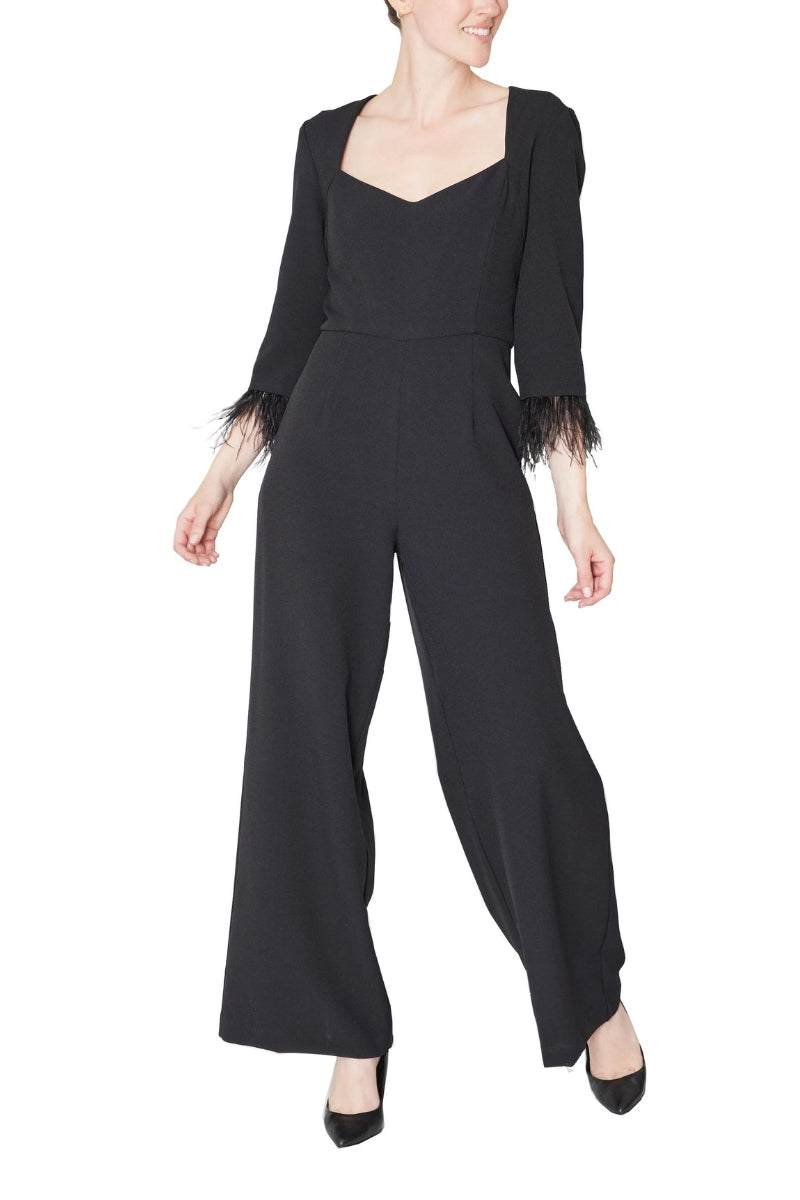 Jumpsuit Feather Long Formal Jumpsuit Black
