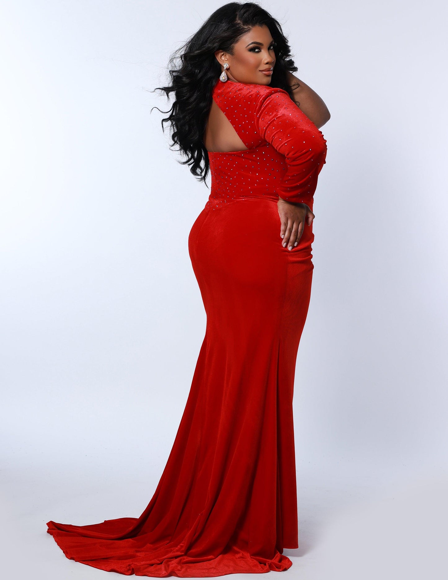 Formal Dresses Long One Shoulder Evening Gown Crimson