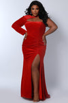Formal Dresses Long One Shoulder Evening Gown Crimson