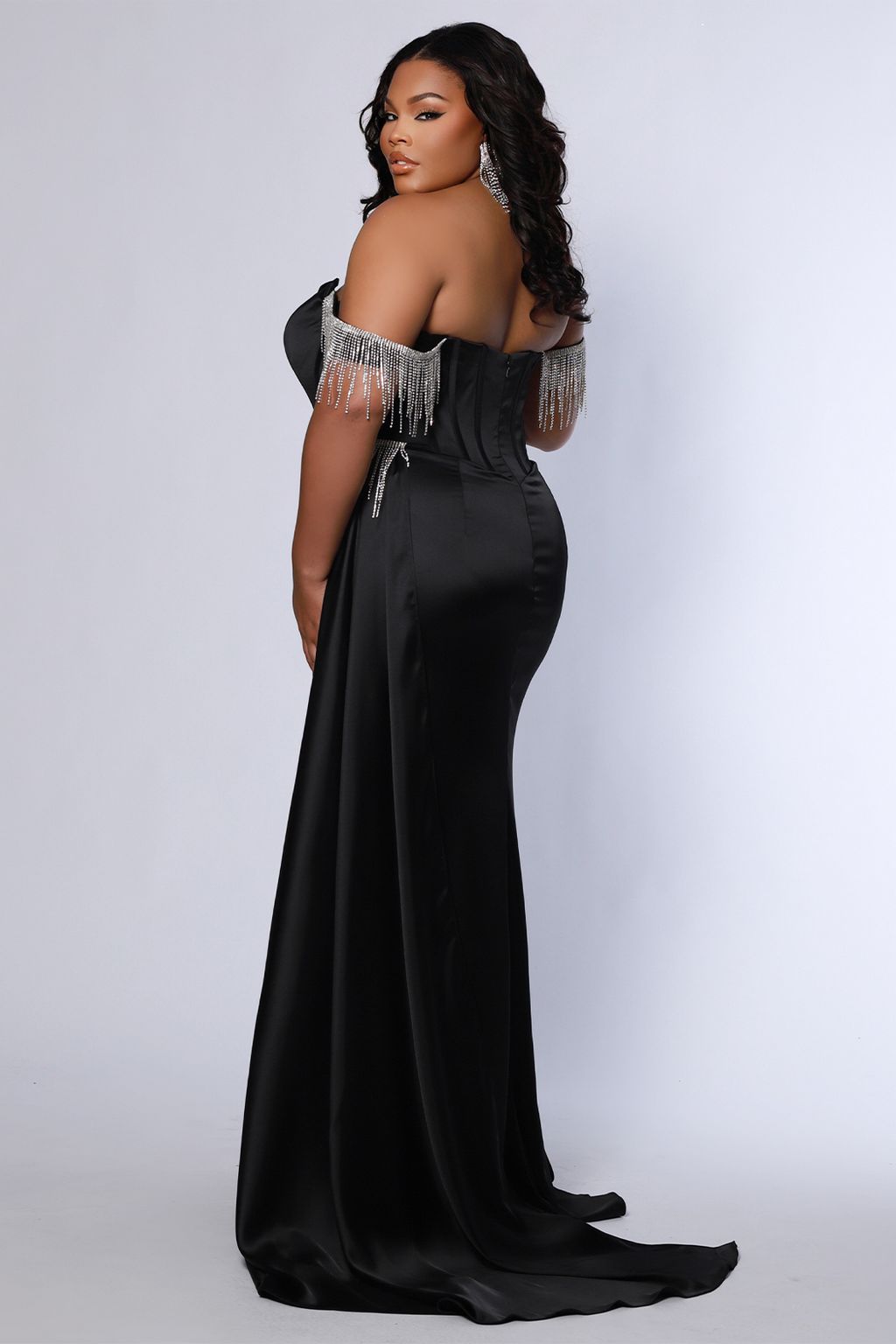 Plus Size Dresses Long Fitted High Slit Formal Plus Size Prom Dress Onyx