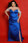 Plus Size Dresses Long Fitted High Slit Formal Plus Size Prom Dress Cobalt