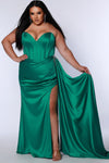 Plus Size Dresses Long Fitted High Slit Formal Plus Size Prom Dress Kelly Green