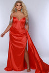 Plus Size Dresses Long Fitted High Slit Formal Plus Size Prom Dress Tangerine
