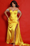 Plus Size Dresses Long Fitted High Slit Formal Plus Size Prom Dress Sunflower
