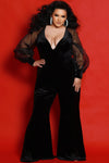 Jumpsuit Long Formal Velvet Evening Plus Size Jumpsuit  Onyx