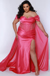 Prom Dresses Fitted Long Ruched Formal Pleated Slit Prom Plus Size Dress Raspberry