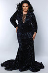 Plus Size Dresses Mermaid Long Formal Velvet Sequin Evening Plus Size Dress  Kaleidoscope