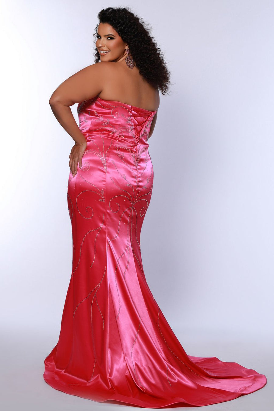 Plus Size Dresses Plus Size Fitted Long Mermaid Formal Prom Dress  Fuchsia