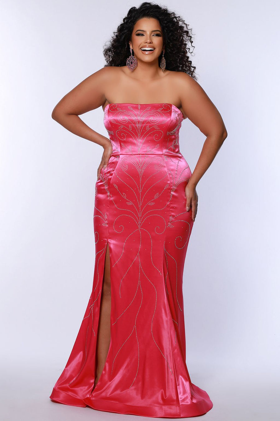 Plus Size Dresses Plus Size Fitted Long Mermaid Formal Prom Dress  Fuchsia