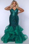 Plus Size Dresses Sequin Long Formal Mermaid Plus Size Prom Dress Peacock
