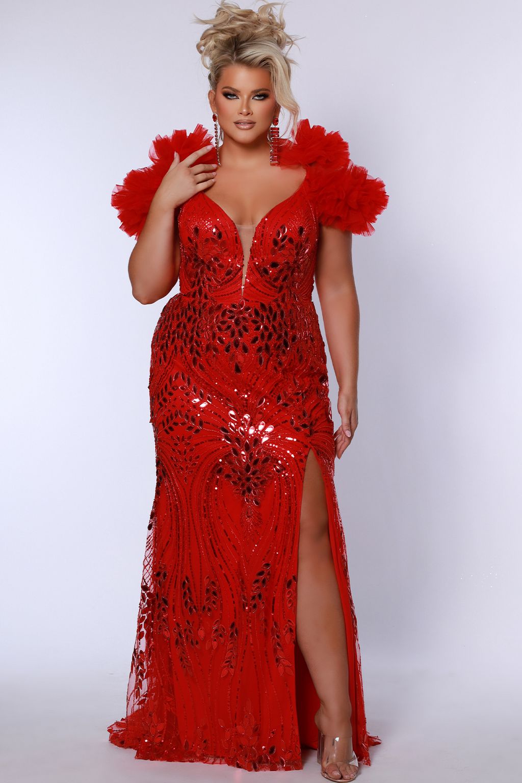 Plus Size Dresses Prom Long Sequin Formal Plus Size Dress Scarlet