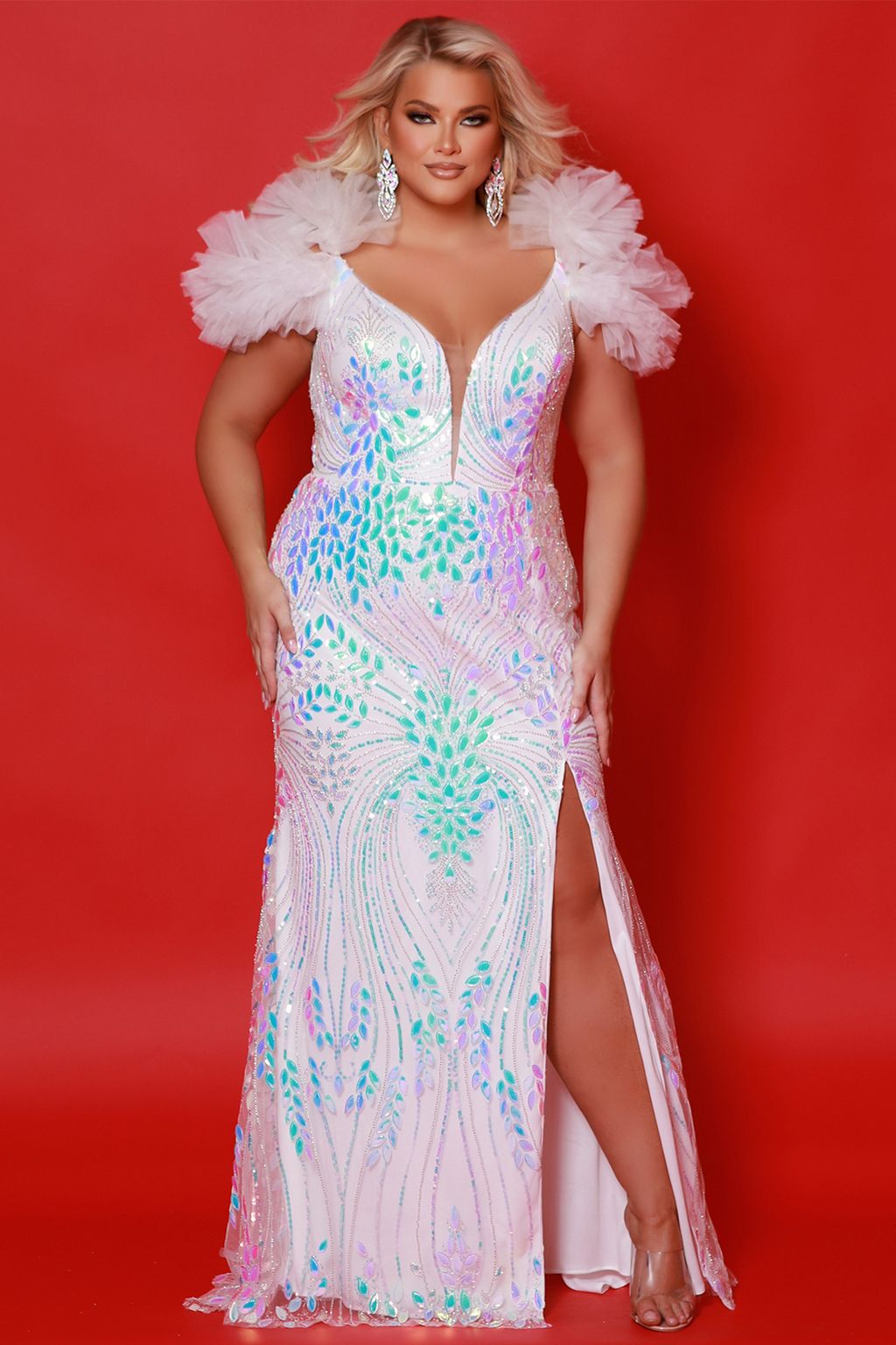 Plus Size Dresses Prom Long Sequin Formal Plus Size Dress Unicorn