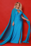 Plus Size Dresses Fitted Long Slit Ruched Plus Size Prom Dress Ocean