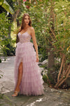 Prom Dresses  Glitter Ruffle Skirt Prom Long Ball Gown Lilac