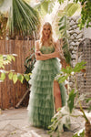 Prom Dresses  Glitter Ruffle Skirt Prom Long Ball Gown Sea Green