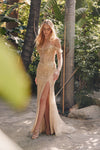 Prom Dresses Glitter Fitted Corset Boning Long Prom Gown Champagne