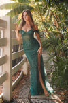 Prom Dresses Glitter Fitted Corset Boning Long Prom Gown Emerald Green