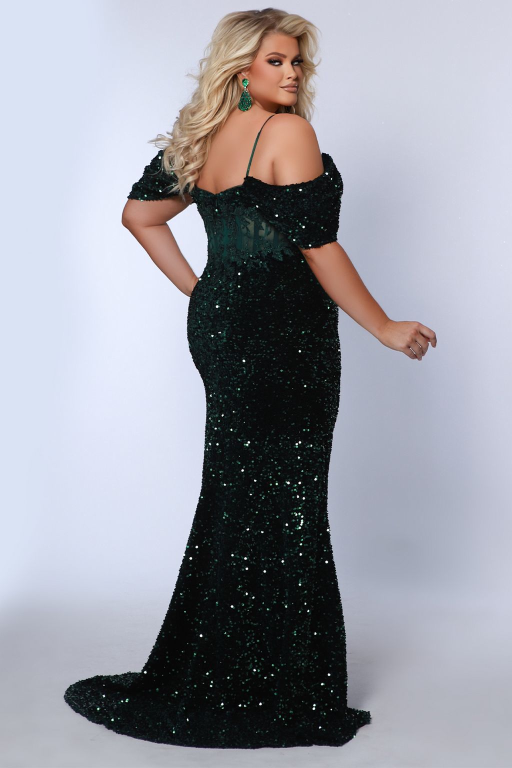 Plus Size Dresses Long Evening Gown Formal Mermaid Sequin Prom Plus Size Dress Forest