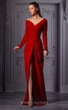 Formal Dresses Fitted Slit Formal Long Sleeve Evening Dress Red