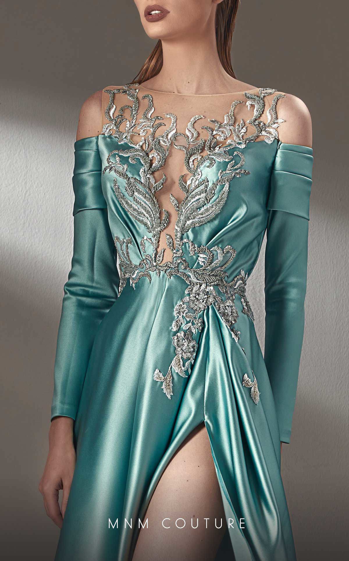 Formal Dresses A Line Long Formal Metallic Applique Prom Evening Dress Aqua