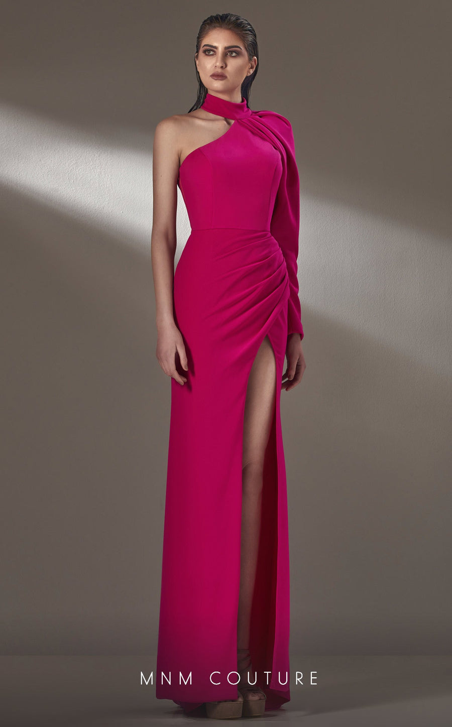Formal Dresses Long Formal Fitted Slit Evening Dress Fuchsia