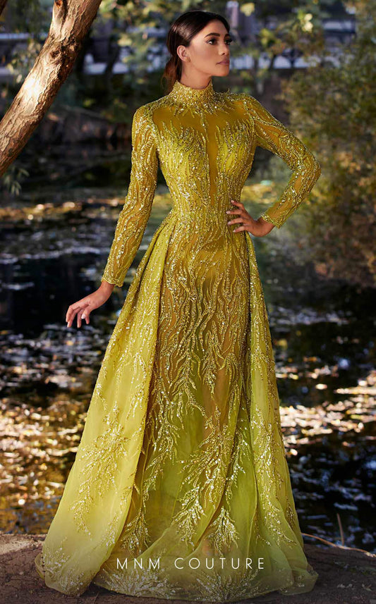 Formal Dresses A Line Long Sleeve Formal Overskirt Evening Dress Olive