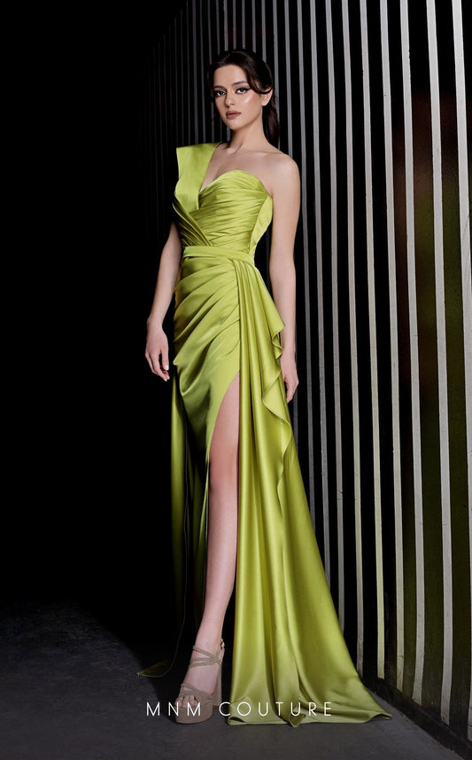 Prom Dresses Long A Line Formal Pleated Slit Prom Dress Pistache