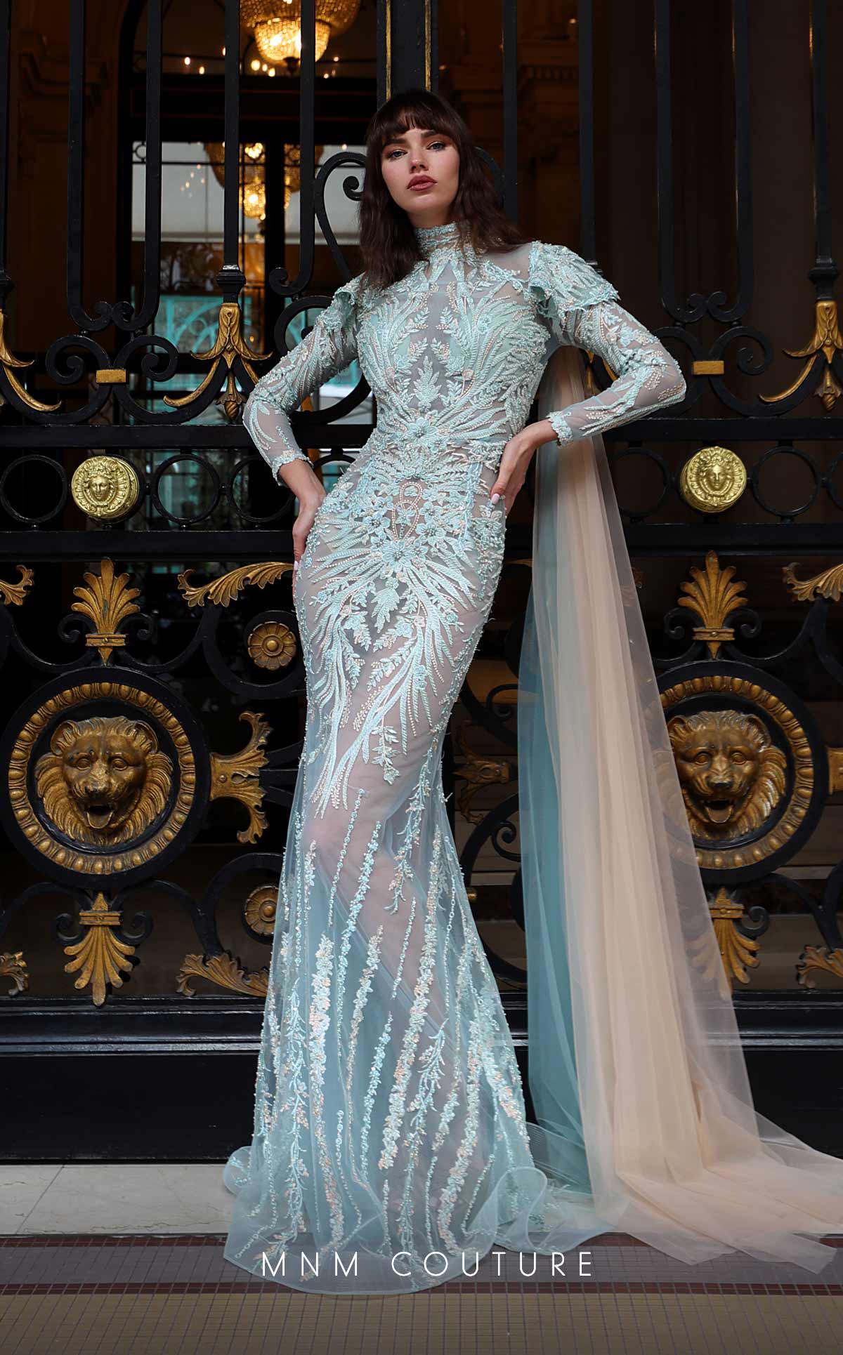 Formal Dresses Long Fitted Evening Gown Beaded Formal Dress Aqua