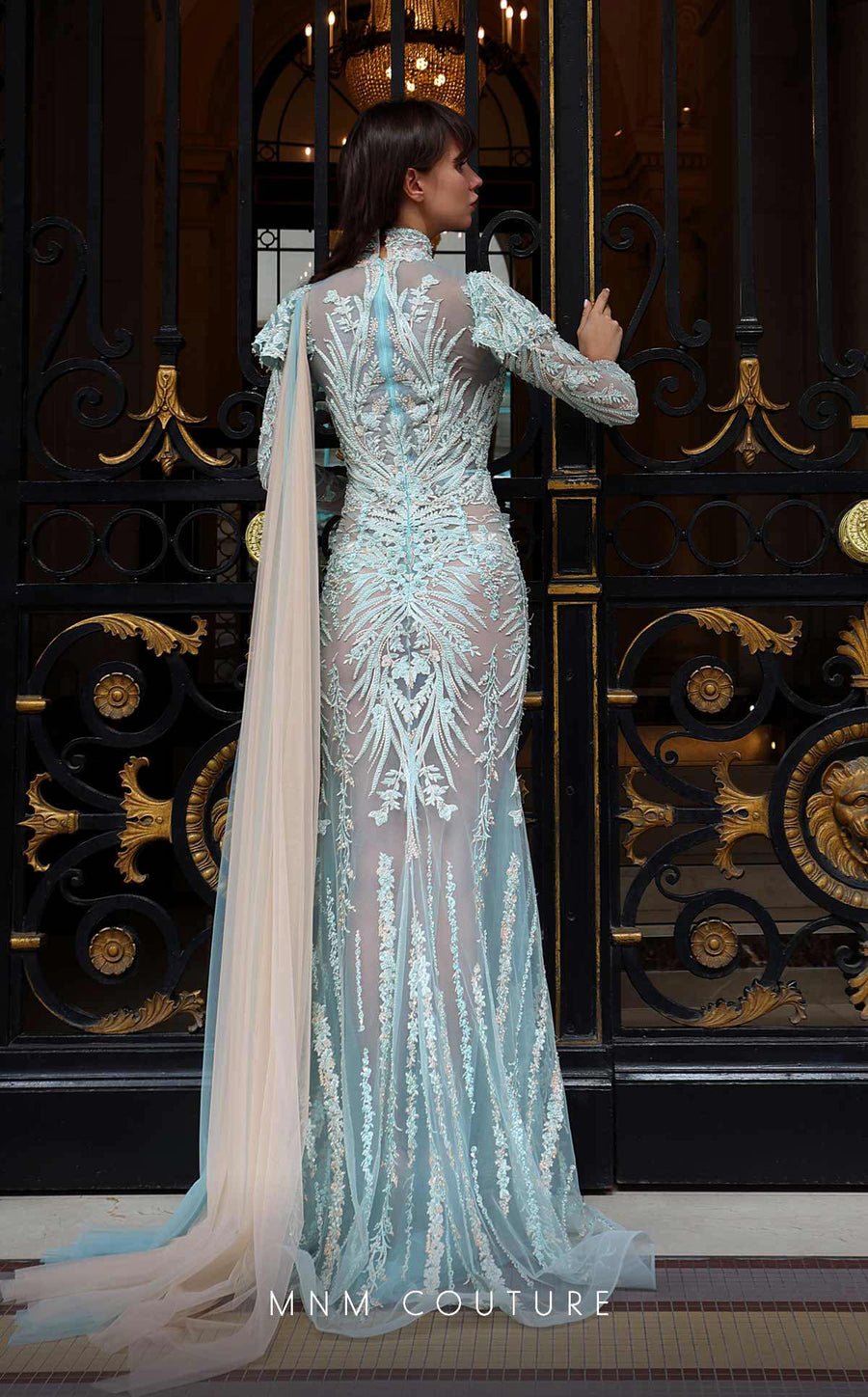Formal Dresses Long Fitted Evening Gown Beaded Formal Dress Aqua