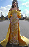 Prom Dresses Long Floral Sequin Formal Prom Dress Yellow