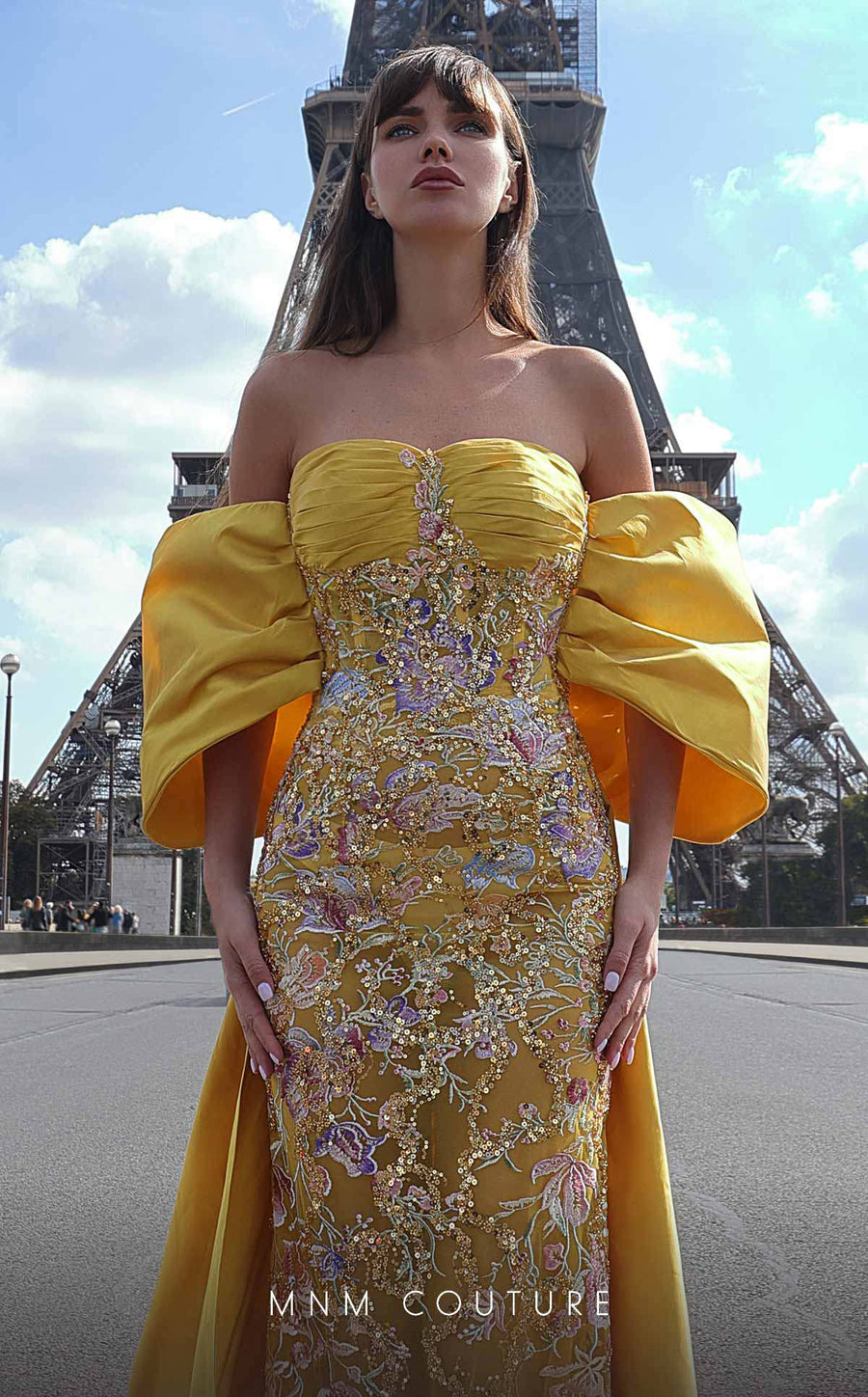 Prom Dresses Long Floral Sequin Formal Prom Dress Yellow