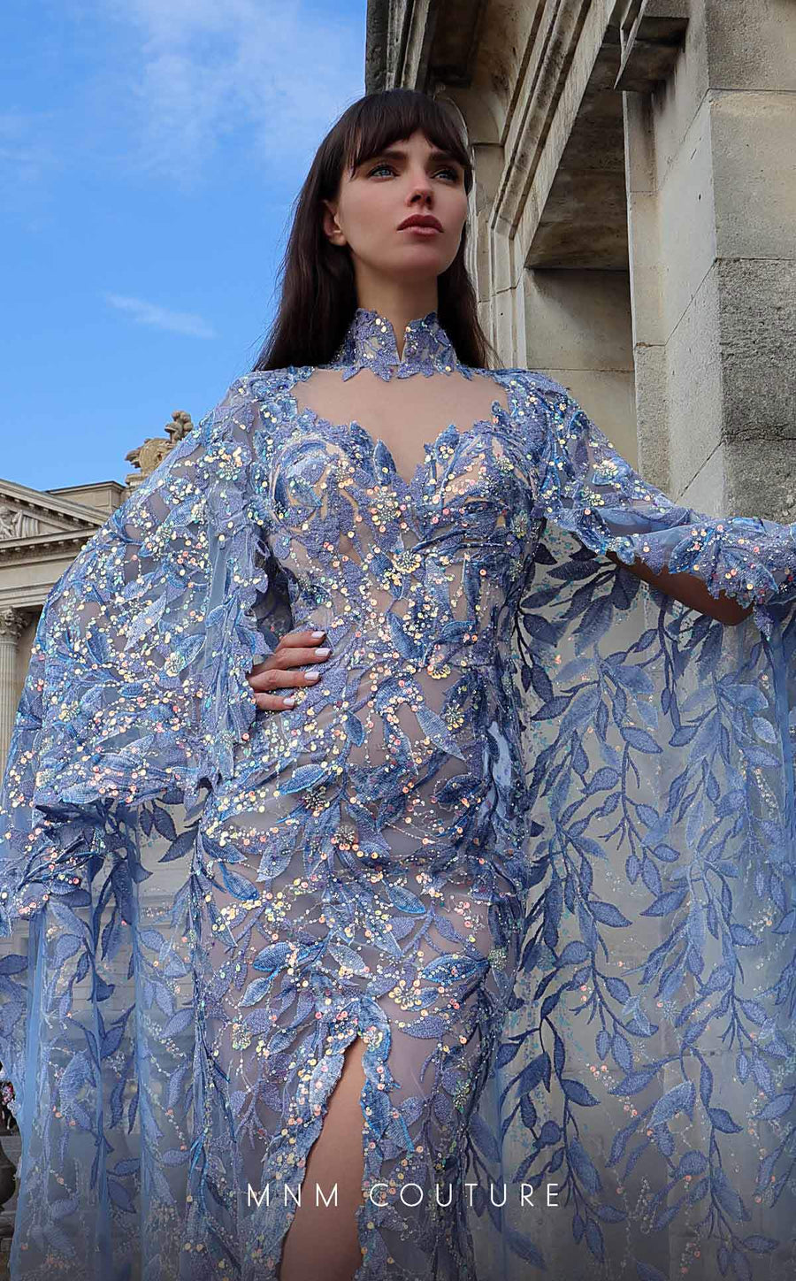 Formal Dresses Long Beaded Slit Formal Evening Dress Blue