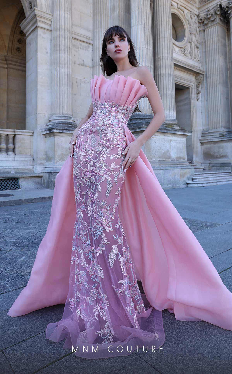 Formal Dresses Fitted Long Formal Pleated Evening Dress Pink