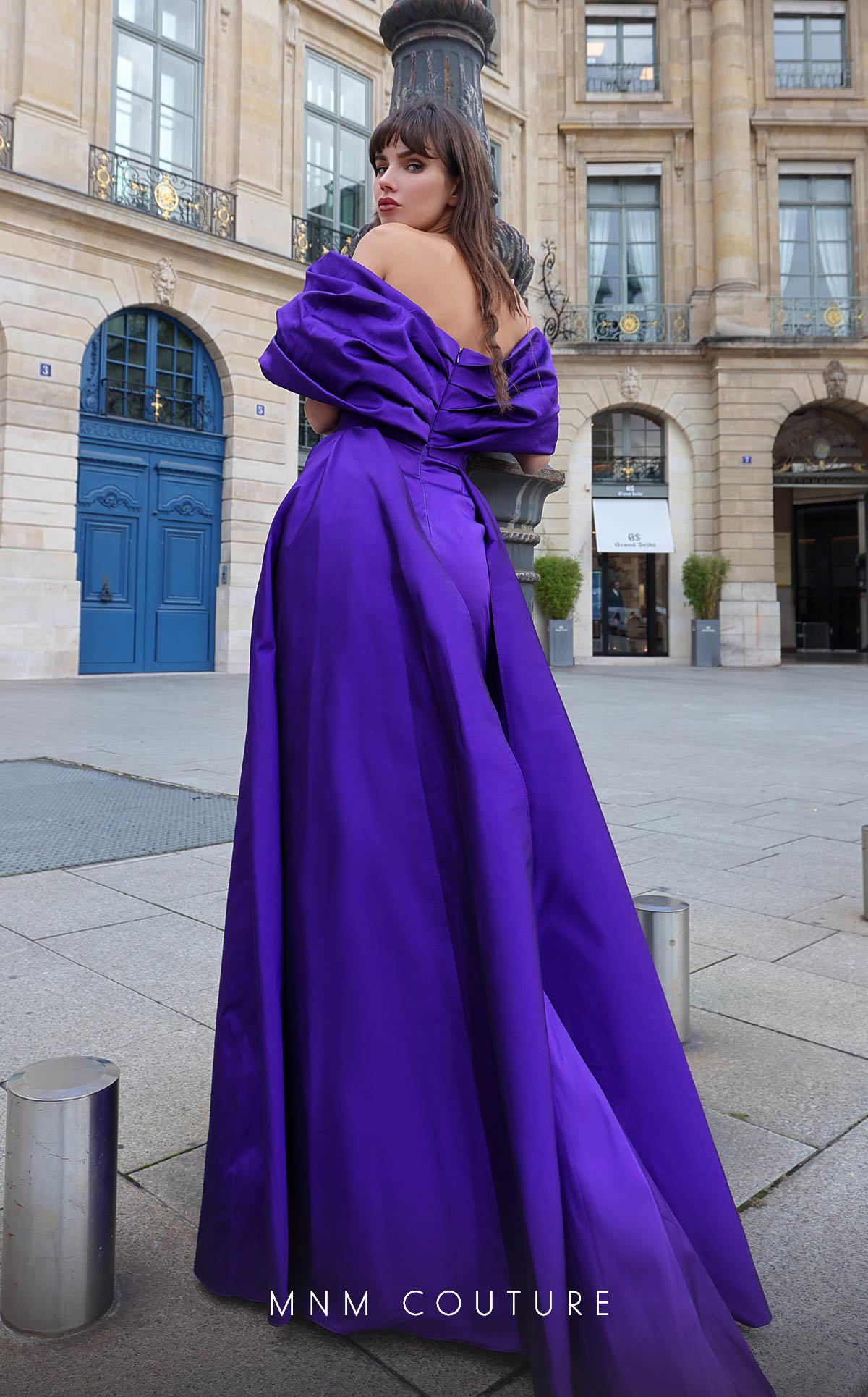 Formal Dresses Fitted Long Slit Overskirt Formal Evening Dress Purple