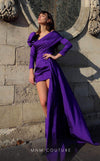 Cocktail Dresses Short Fitted Ruffle Cocktail Dress Purple