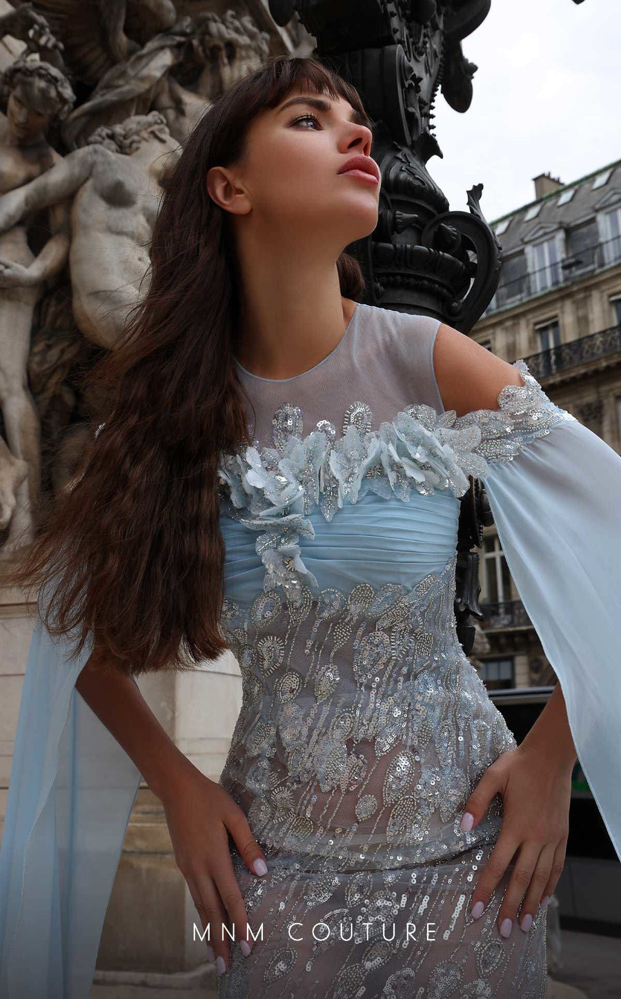 Formal Dresses Long Formal Fitted Sequin Dress Light Blue