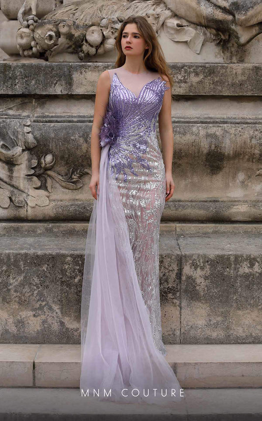 Formal Dresses Long Slit Sequin Glitter Formal Evening Dress Purple