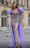 Formal Dresses Fitted Long Sequin Applique Overskirt Formal Dress Purple